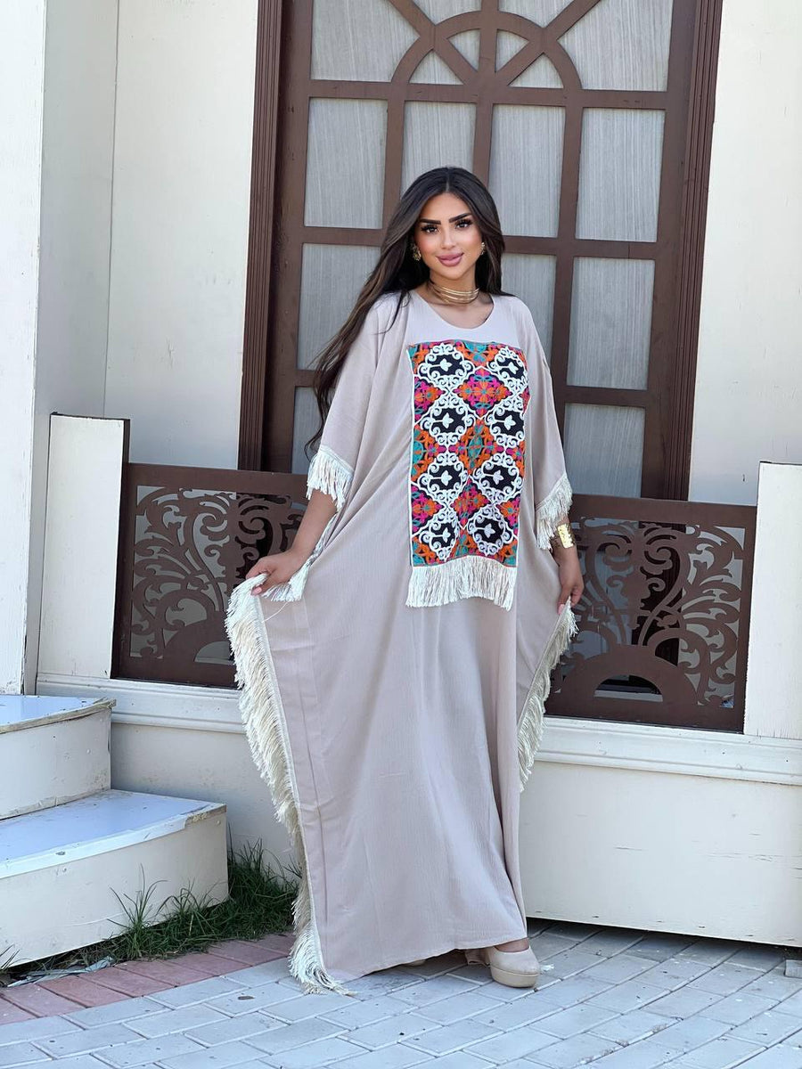 beige embroidered kaftan for women, caftan, women's kaftan, free size Kaftan, Summer Kaftan, Caftans for women