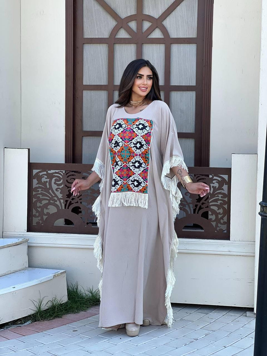 beige embroidered kaftan for women, caftan, women's kaftan, free size Kaftan, Summer Kaftan, Caftans for women