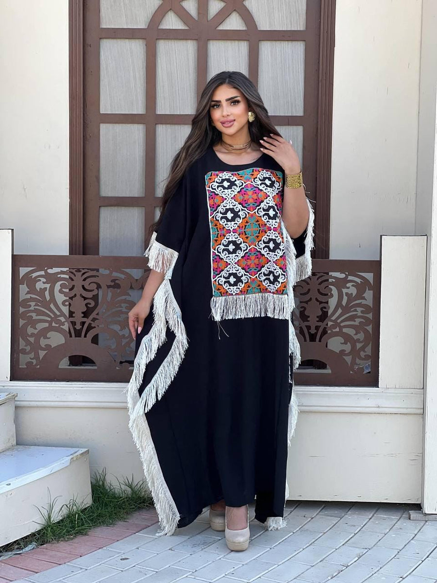 Black embroidered kaftan for women, caftan, women's kaftan, free size Kaftan, Summer Kaftan, Caftans for women