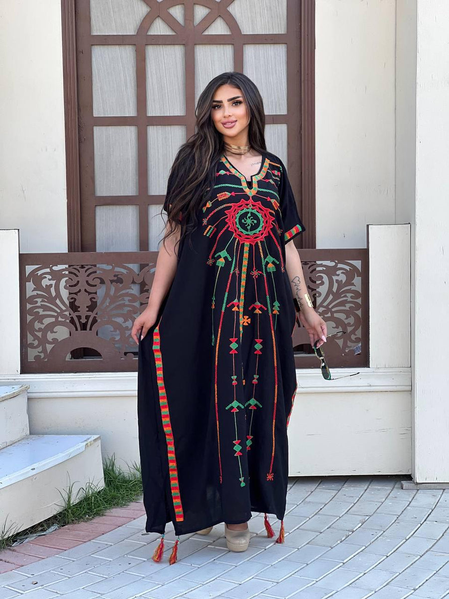 Black embroidered kaftan for women, caftan, women's kaftan, free size Kaftan, Summer Kaftan, Caftans for women