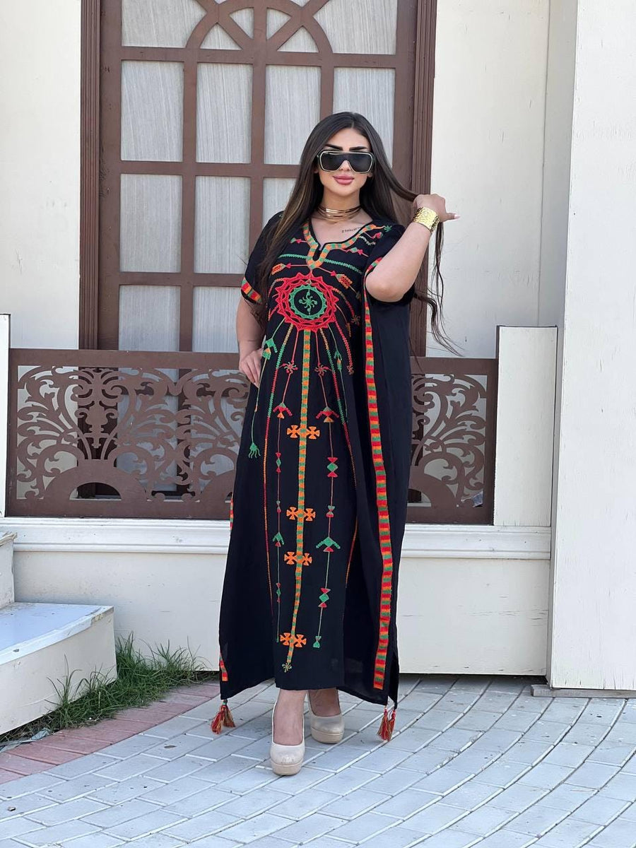 Black embroidered kaftan for women, caftan, women's kaftan, free size Kaftan, Summer Kaftan, Caftans for women