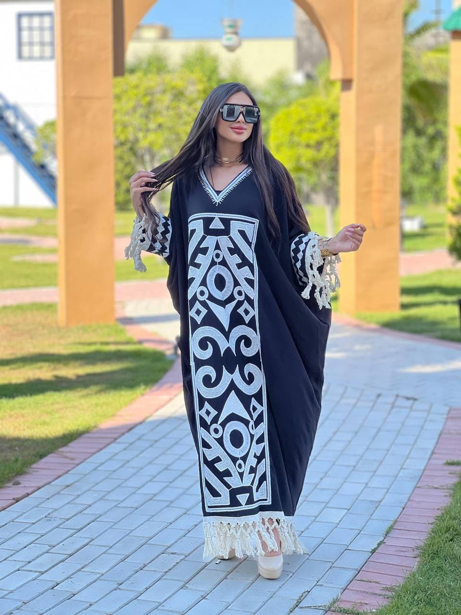 Black embroidered kaftan for women, caftan, women's kaftan, free size Kaftan, Summer Kaftan, Caftans for women