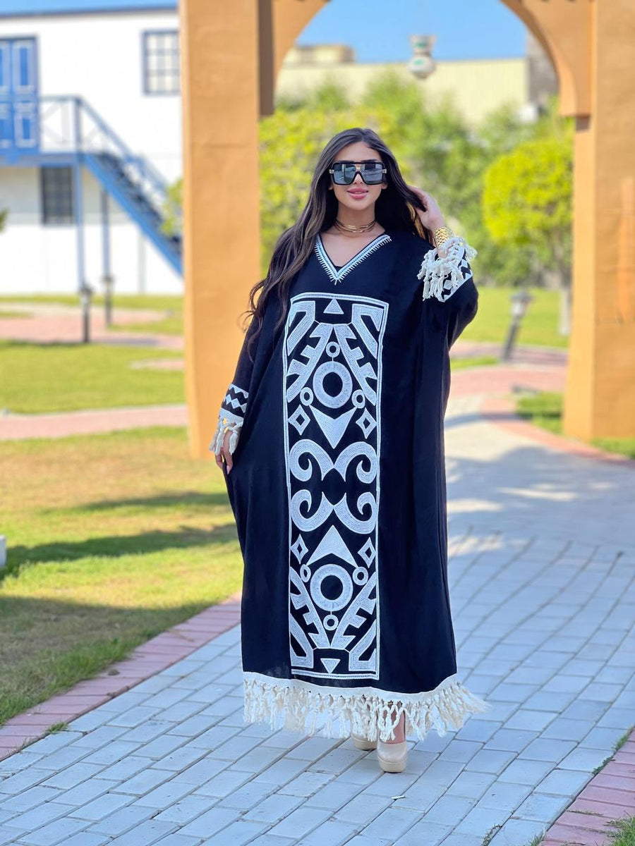 Black embroidered kaftan for women, caftan, women's kaftan, free size Kaftan, Summer Kaftan, Caftans for women