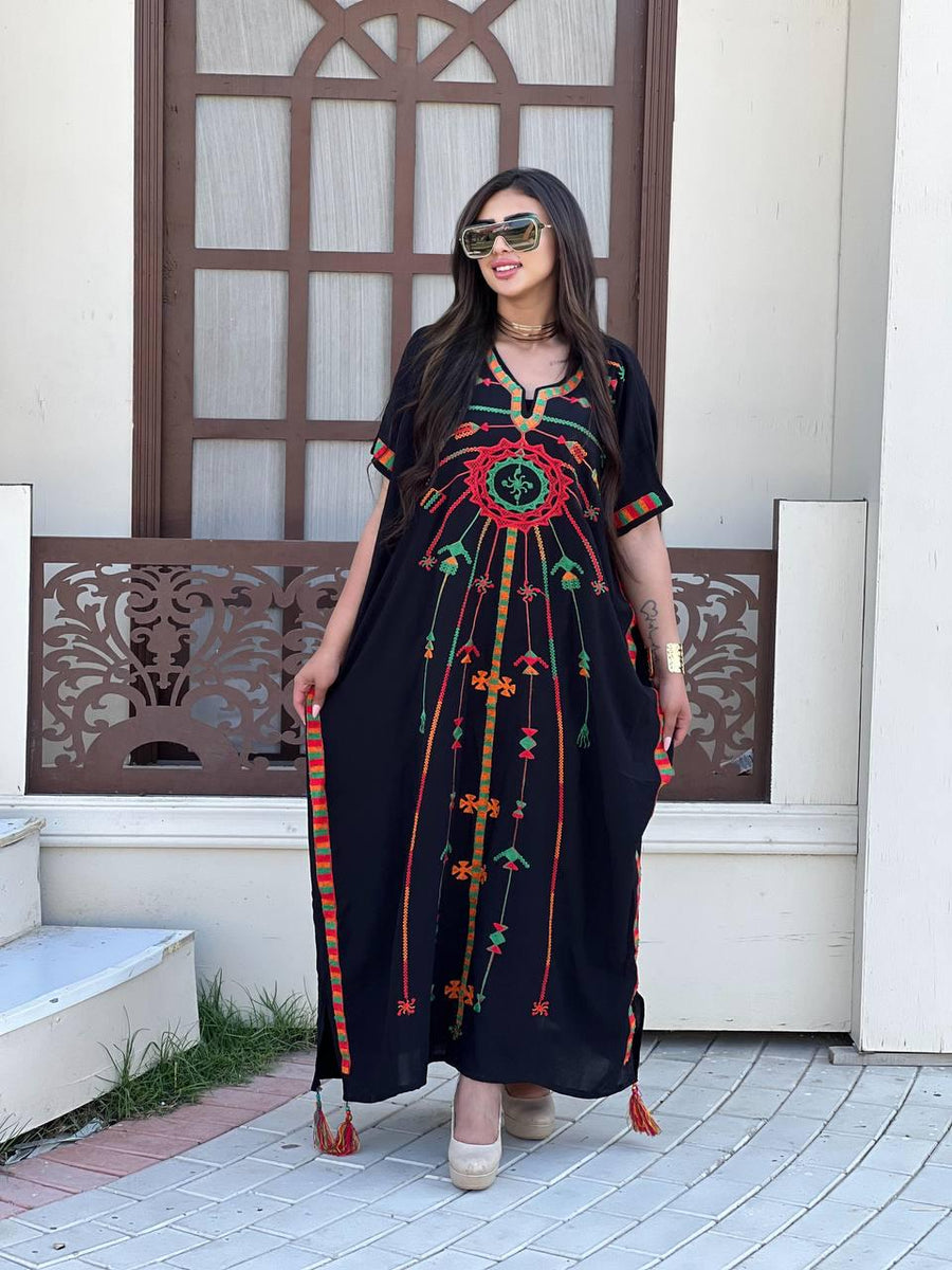 Black embroidered kaftan for women, caftan, women's kaftan, free size Kaftan, Summer Kaftan, Caftans for women