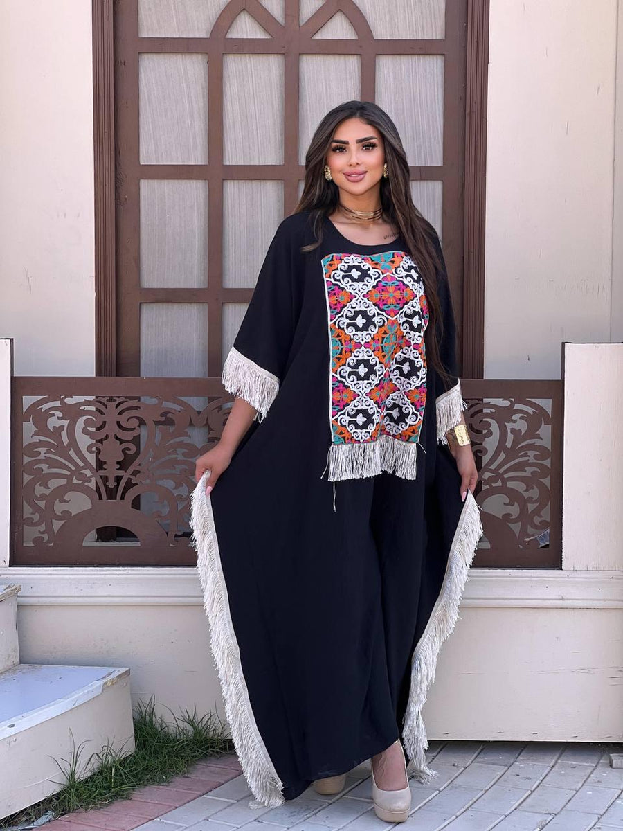 Black embroidered kaftan for women, caftan, women's kaftan, free size Kaftan, Summer Kaftan, Caftans for women