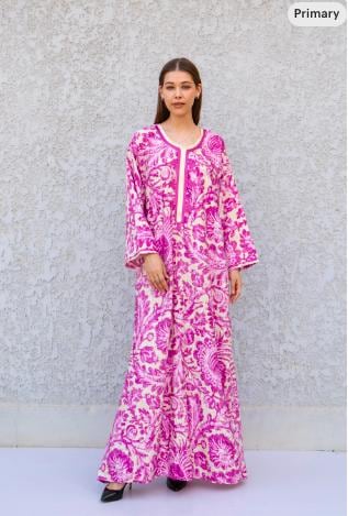 Chic Bambi print Summer embroidered Kaftan, Caftan, caftans for women, Boho Kaftan dress, Caftans for women, summer kaftans, women
