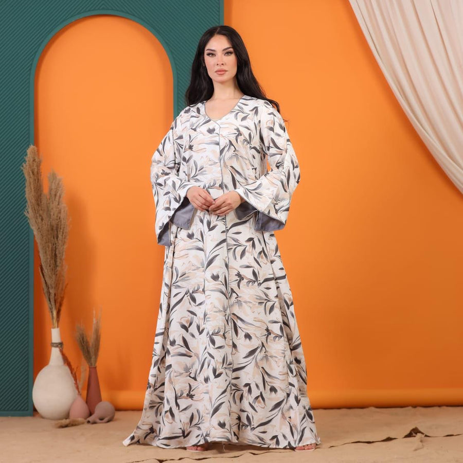 Chic beige print Summer embroidered Kaftan, Caftan, caftans for women, Boho Kaftan dress, Caftans for women, summer kaftans, women