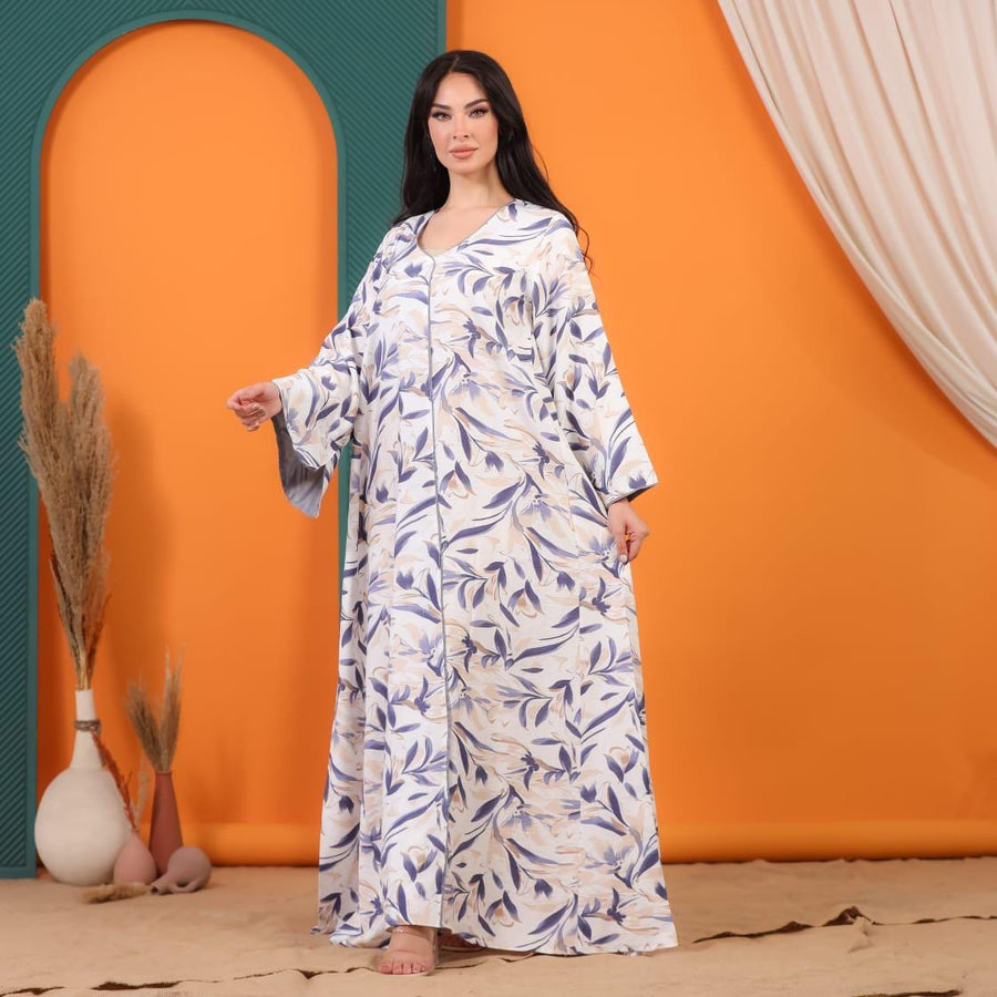 Chic BLU print Summer embroidered Kaftan, Caftan, caftans for women, Boho Kaftan dress, Caftans for women, summer kaftans, women