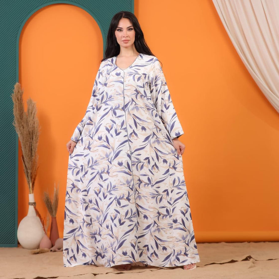 Chic BLU print Summer embroidered Kaftan, Caftan, caftans for women, Boho Kaftan dress, Caftans for women, summer kaftans, women