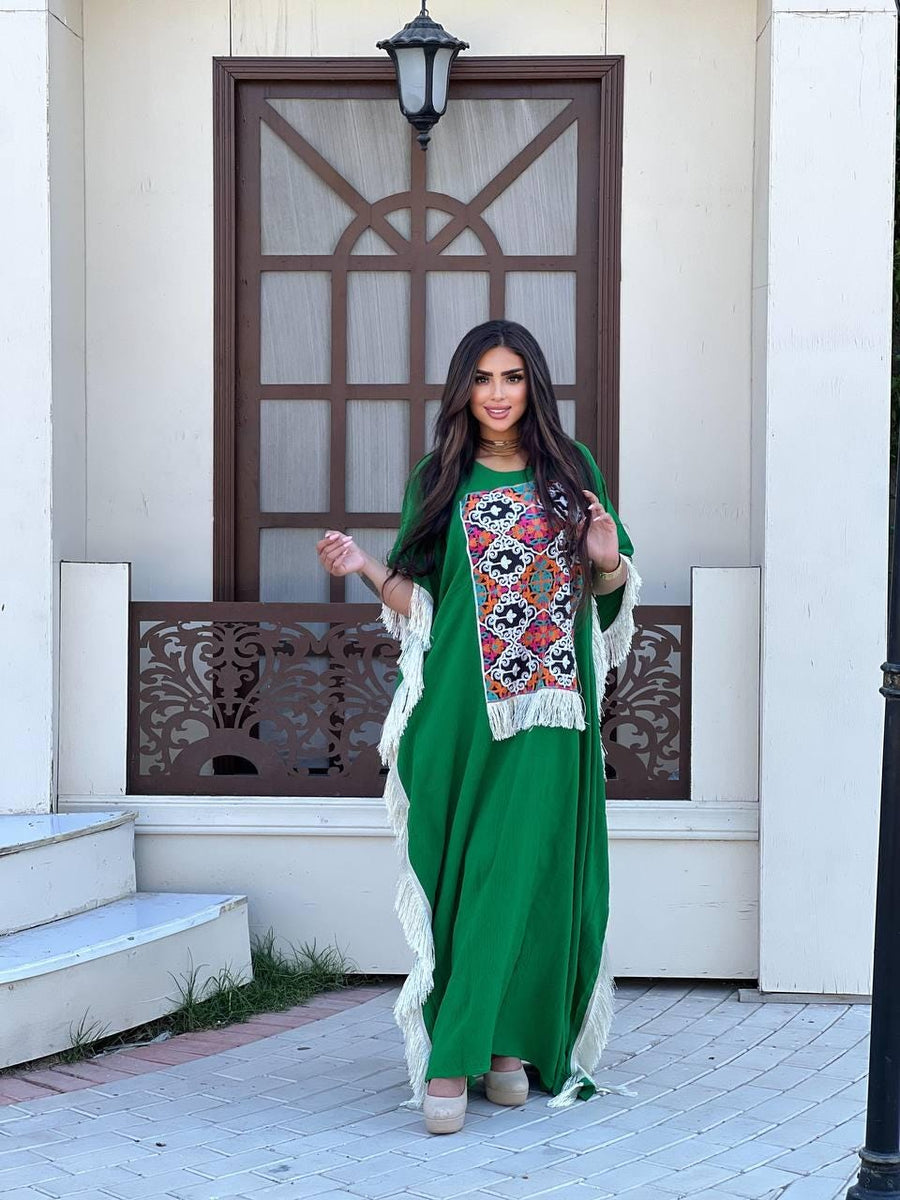 green embroidered kaftan for women, caftan, women's kaftan, free size Kaftan, Summer Kaftan, Caftans for women