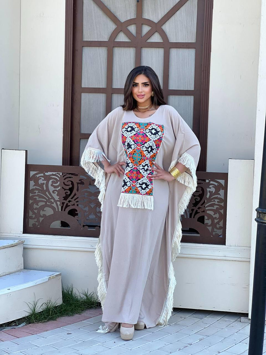 beige embroidered kaftan for women, caftan, women's kaftan, free size Kaftan, Summer Kaftan, Caftans for women