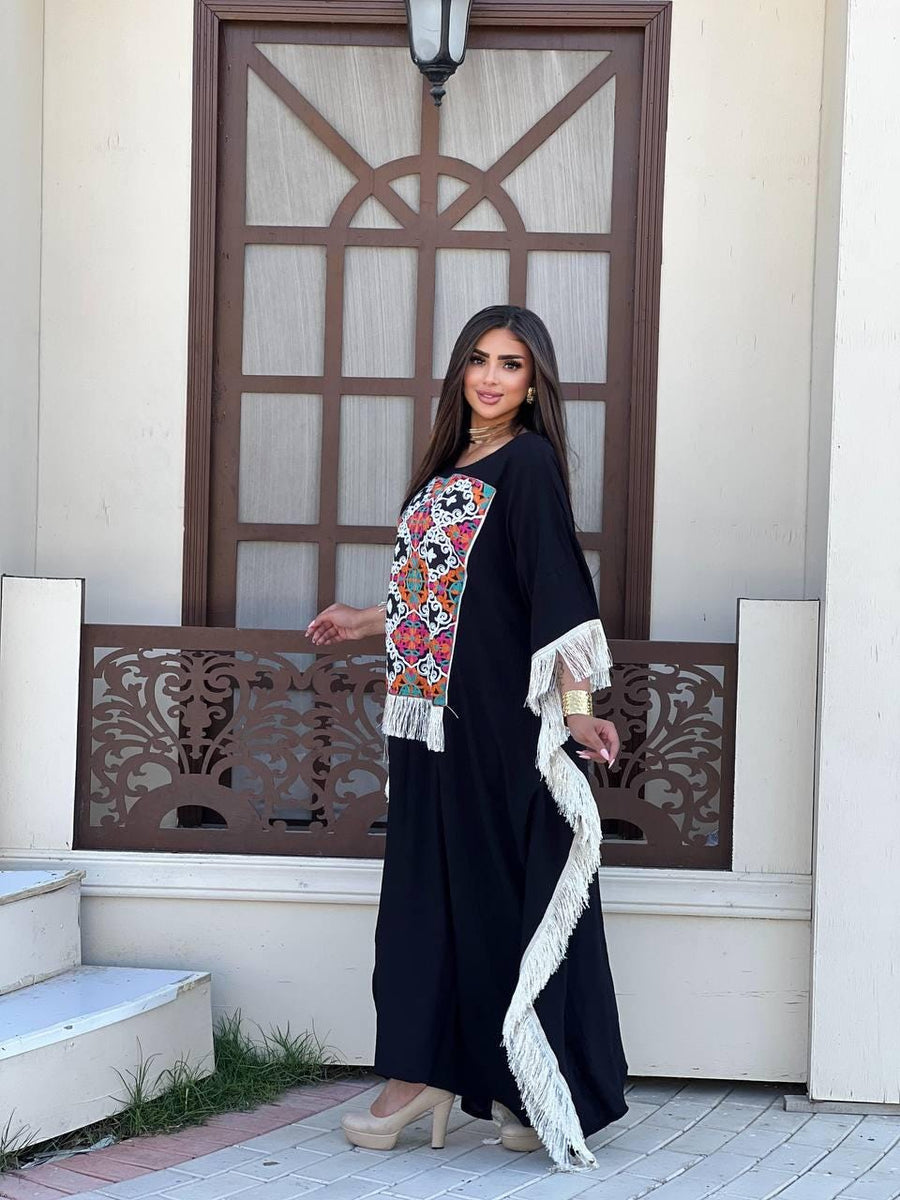 Black embroidered kaftan for women, caftan, women's kaftan, free size Kaftan, Summer Kaftan, Caftans for women