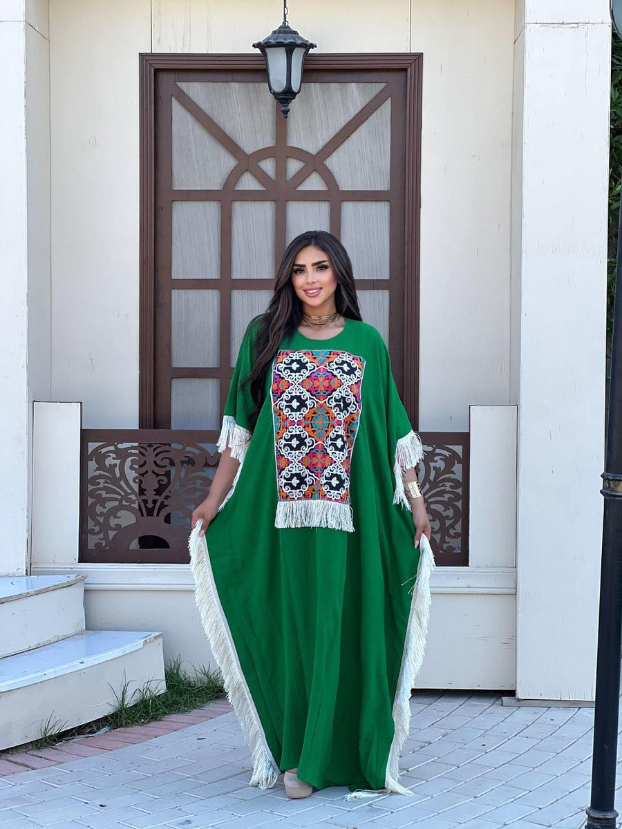 green embroidered kaftan for women, caftan, women's kaftan, free size Kaftan, Summer Kaftan, Caftans for women