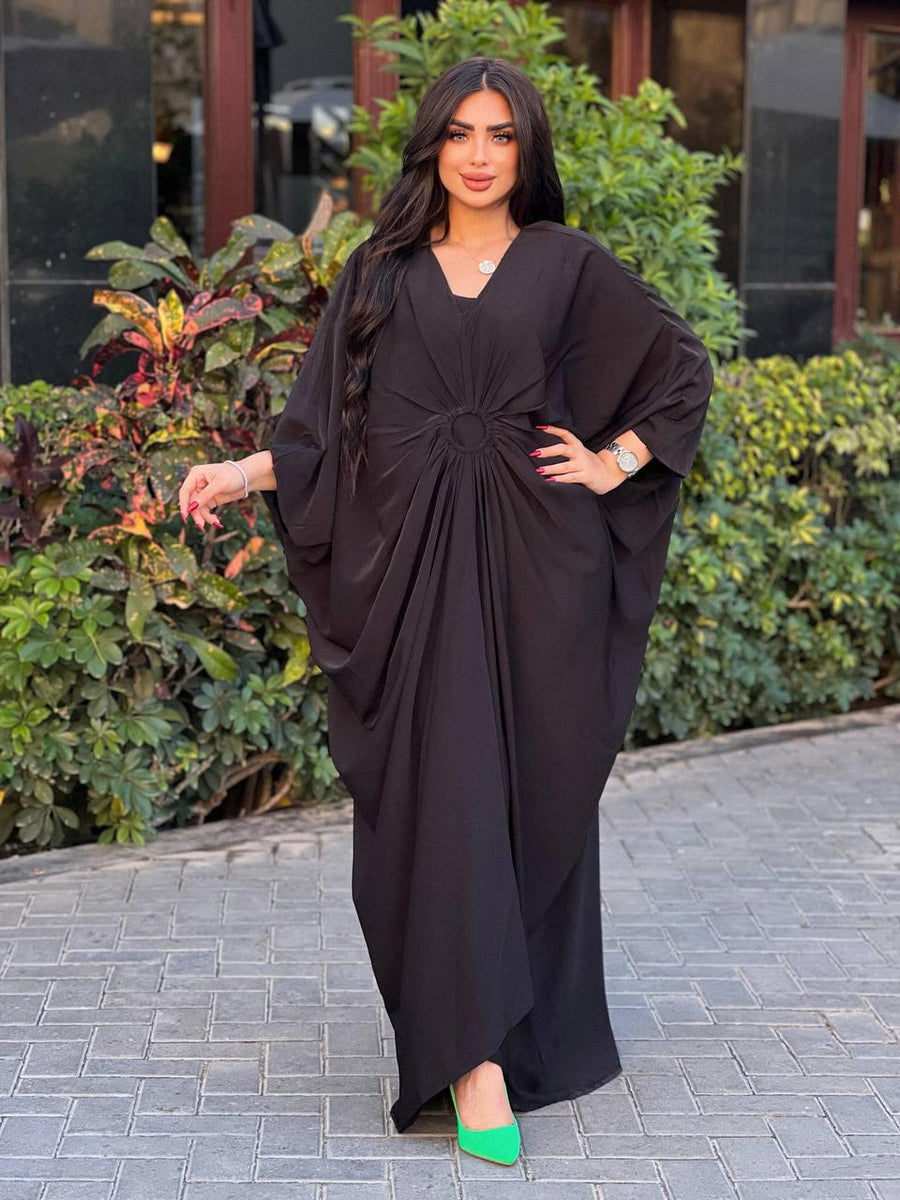 Chic Black Caftan for women, Loose fit Classy Crepe Caftan, Dressy Kaftan, Kaftans, Moroccan Caftan