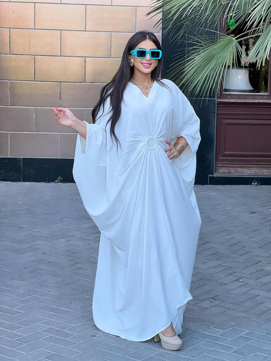 Chic White Caftan for women, Loose fit Classy Crepe Caftan, Dressy Kaftan, Kaftans, Moroccan Caftan