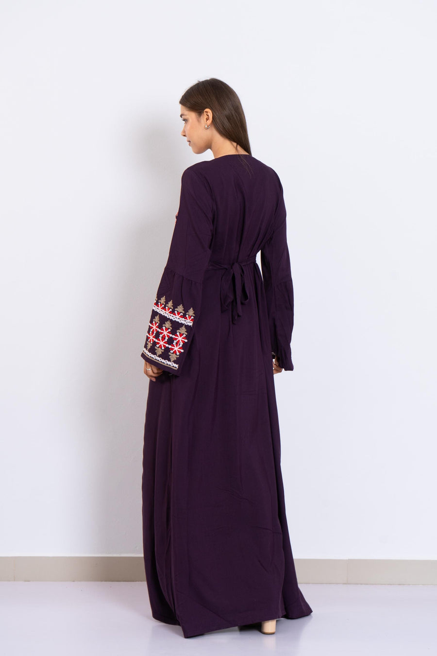 Purple Embroidered Caftan Dress – Long Sleeve Caftan for Women – Boho Kaftan – Moroccan Style Abaya – Ethnic Caftans – Modest Lounge Wear