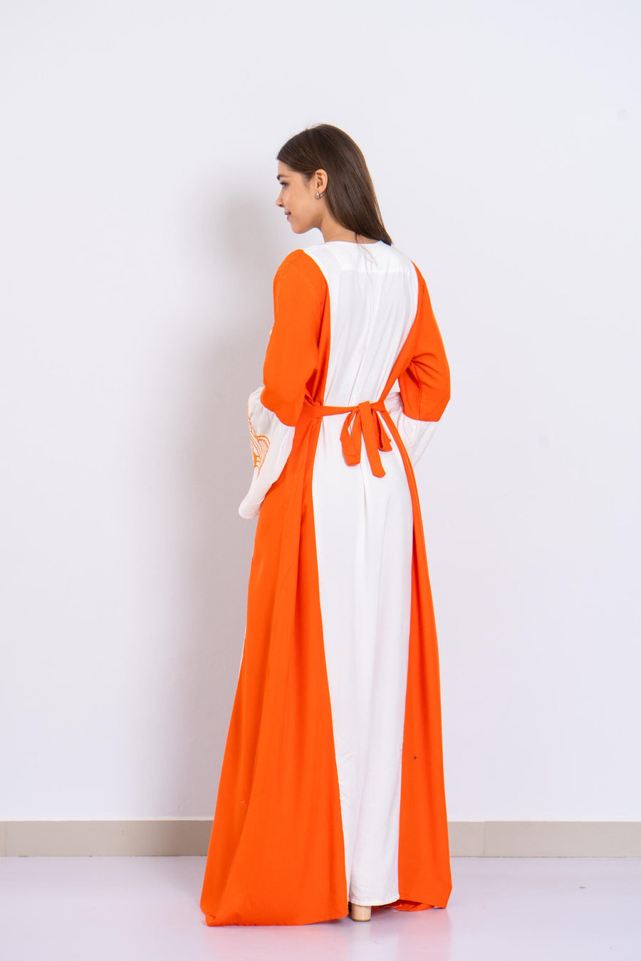 Beautiful orange embroidered Kaftan maxi dress, Kaftan maxi, Cotton caftan women, caftan, Chic embroidered caftan, Egyptian cotton