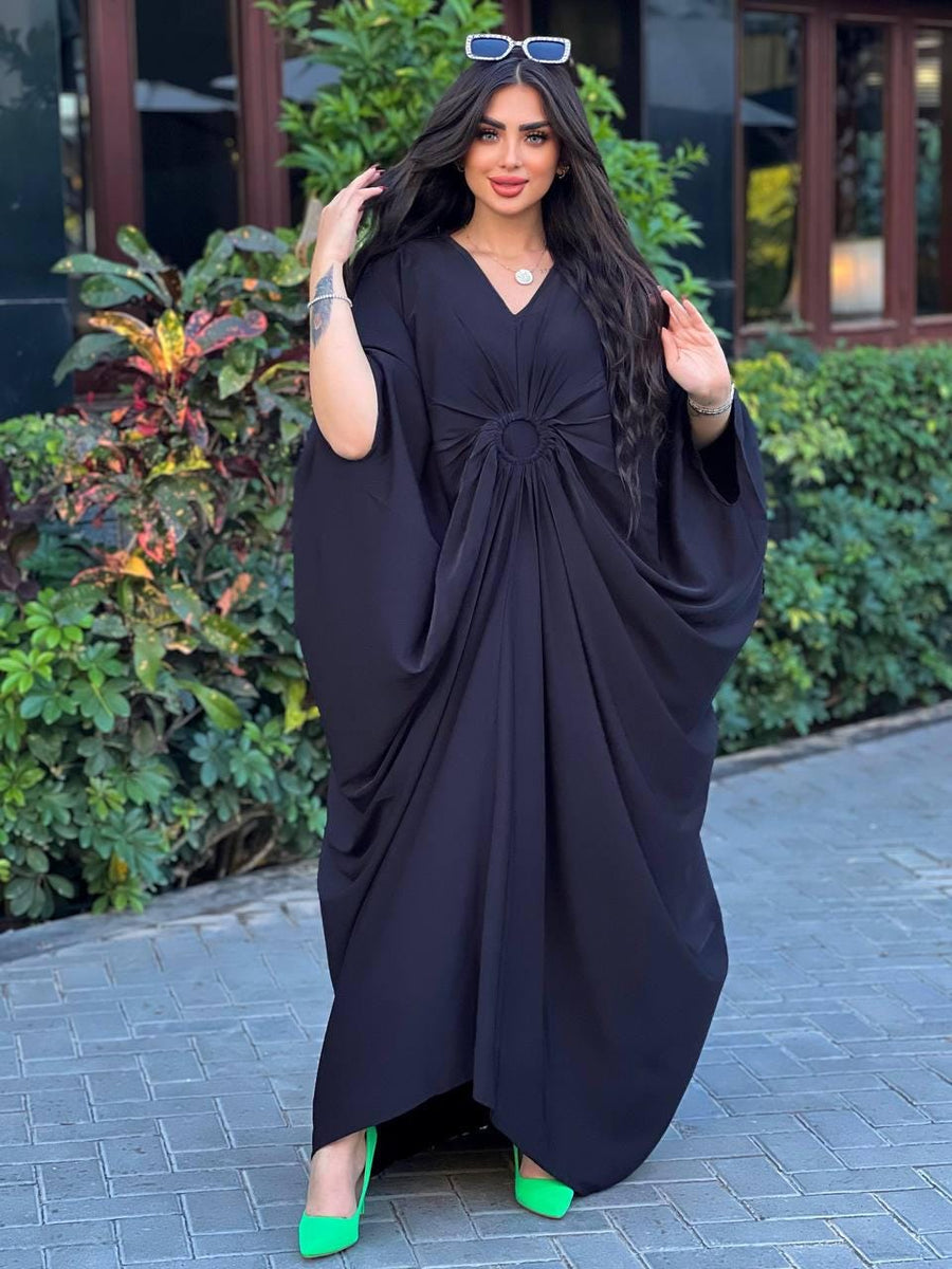 Chic Black Caftan for women, Loose fit Classy Crepe Caftan, Dressy Kaftan, Kaftans, Moroccan Caftan