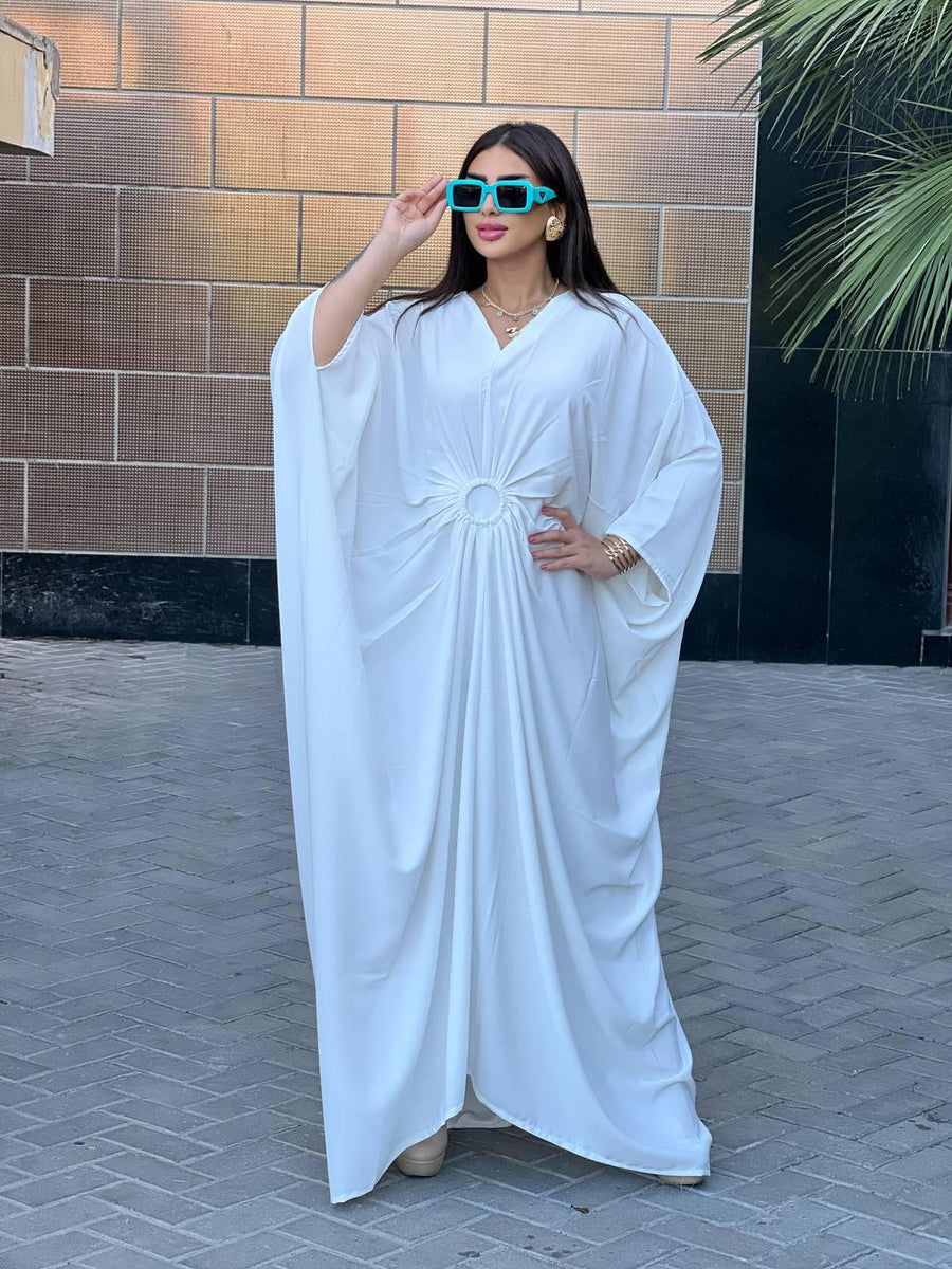 Chic White Caftan for women, Loose fit Classy Crepe Caftan, Dressy Kaftan, Kaftans, Moroccan Caftan