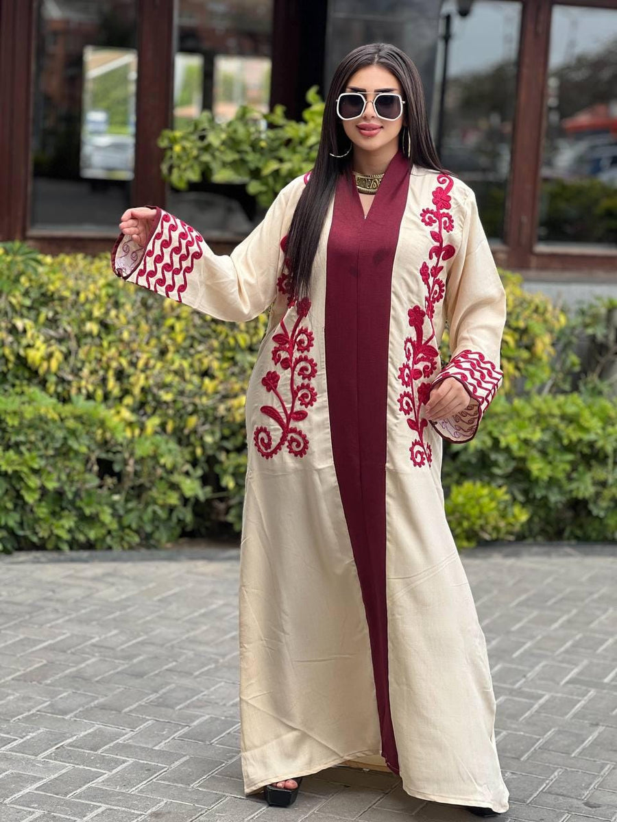 Luxurious off white embroidered caftan, linen summer caftan, chic caftan, Summer Kaftan, Caftans for women, caftans for women