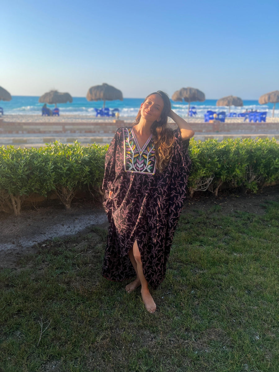 Stunning open slit caftan for women, cotton Kaftan dress, Embroidered caftans, Caftans for women, Free size caftan, Plus size kaftan