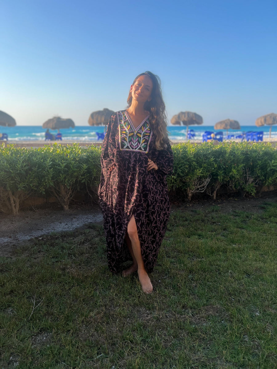 Stunning open slit caftan for women, cotton Kaftan dress, Embroidered caftans, Caftans for women, Free size caftan, Plus size kaftan