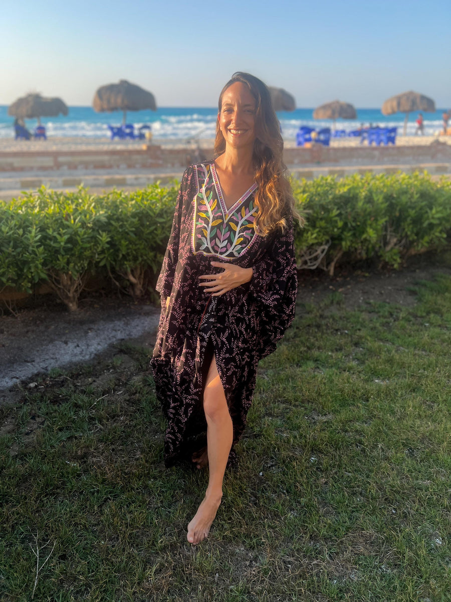Stunning open slit caftan for women, cotton Kaftan dress, Embroidered caftans, Caftans for women, Free size caftan, Plus size kaftan