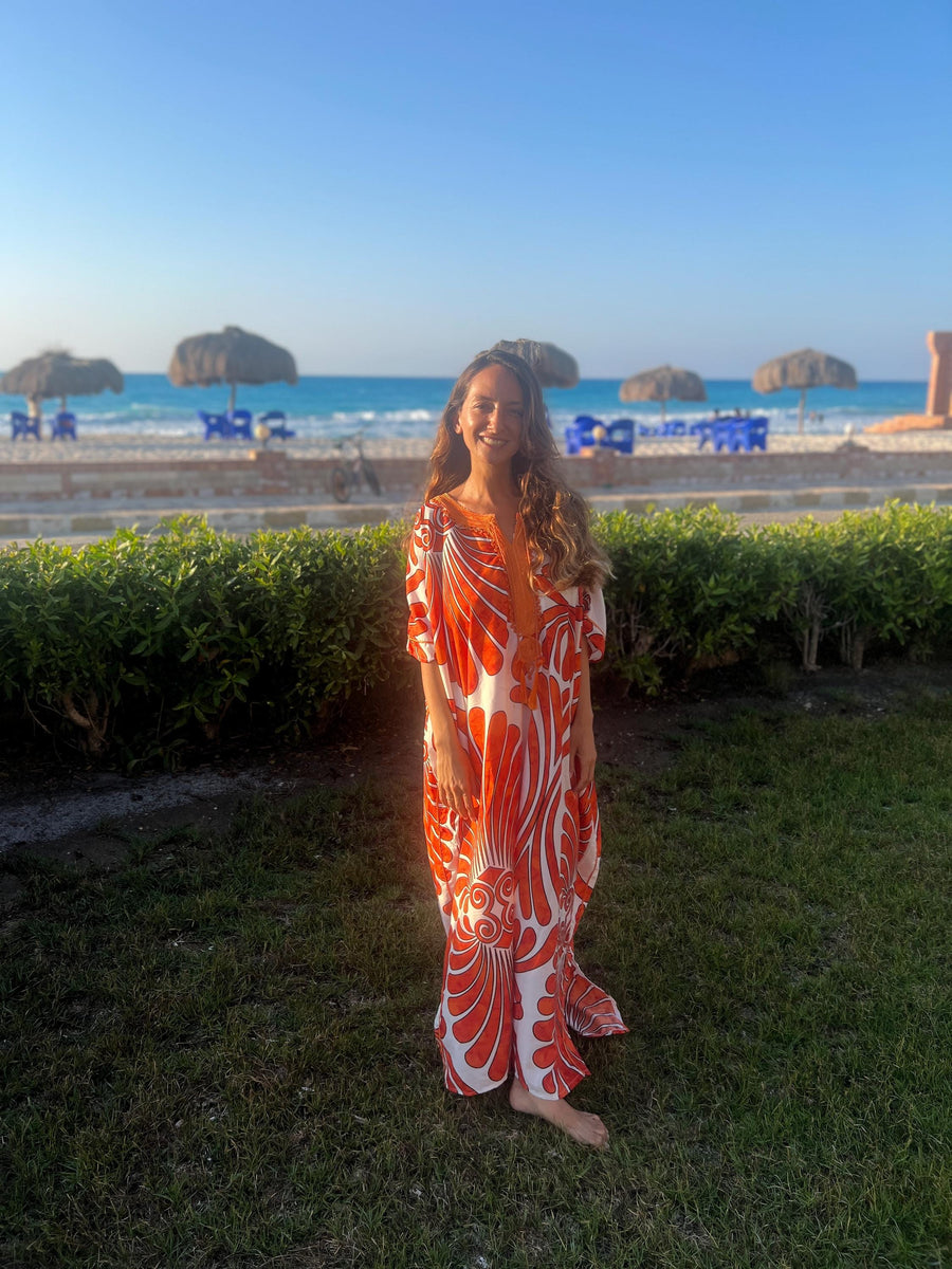 Beautiful Bright Orange Embroidered summer kaftan, Caftan dress, Caftans for women, Boho, caftans for women, caftans, kaftans