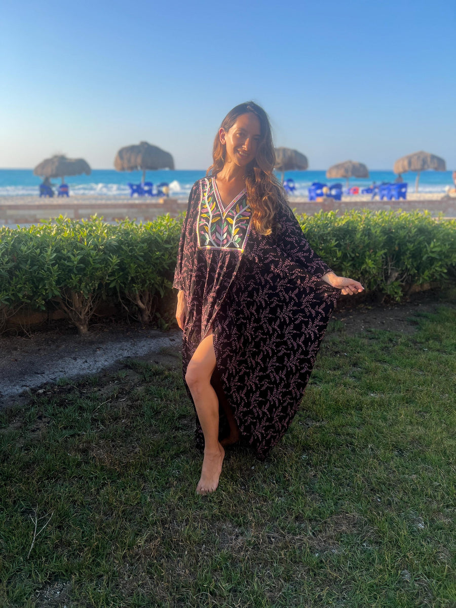 Stunning open slit caftan for women, cotton Kaftan dress, Embroidered caftans, Caftans for women, Free size caftan, Plus size kaftan