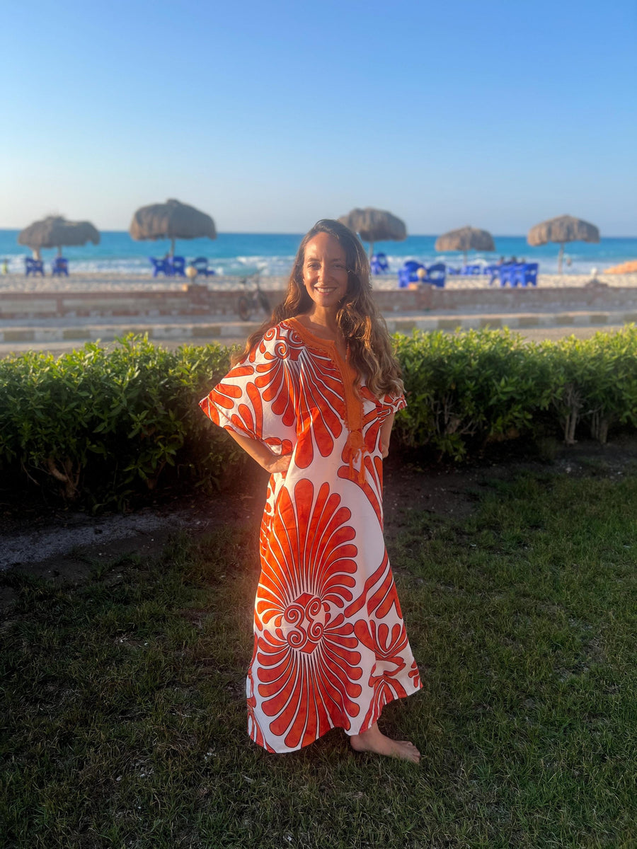 Beautiful Bright Orange Embroidered summer kaftan, Caftan dress, Caftans for women, Boho, caftans for women, caftans, kaftans