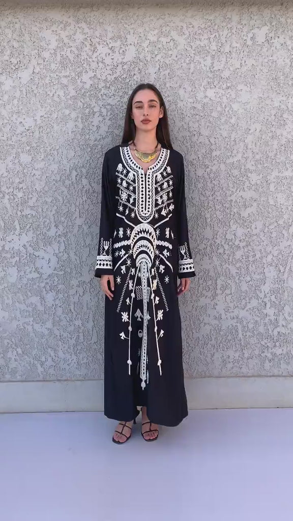 Stunning Green Siwa embroidered caftan, Cotton kaftan dress, boho caftan, Kaftan, Caftans for women, caftans for women, Summer kaftan