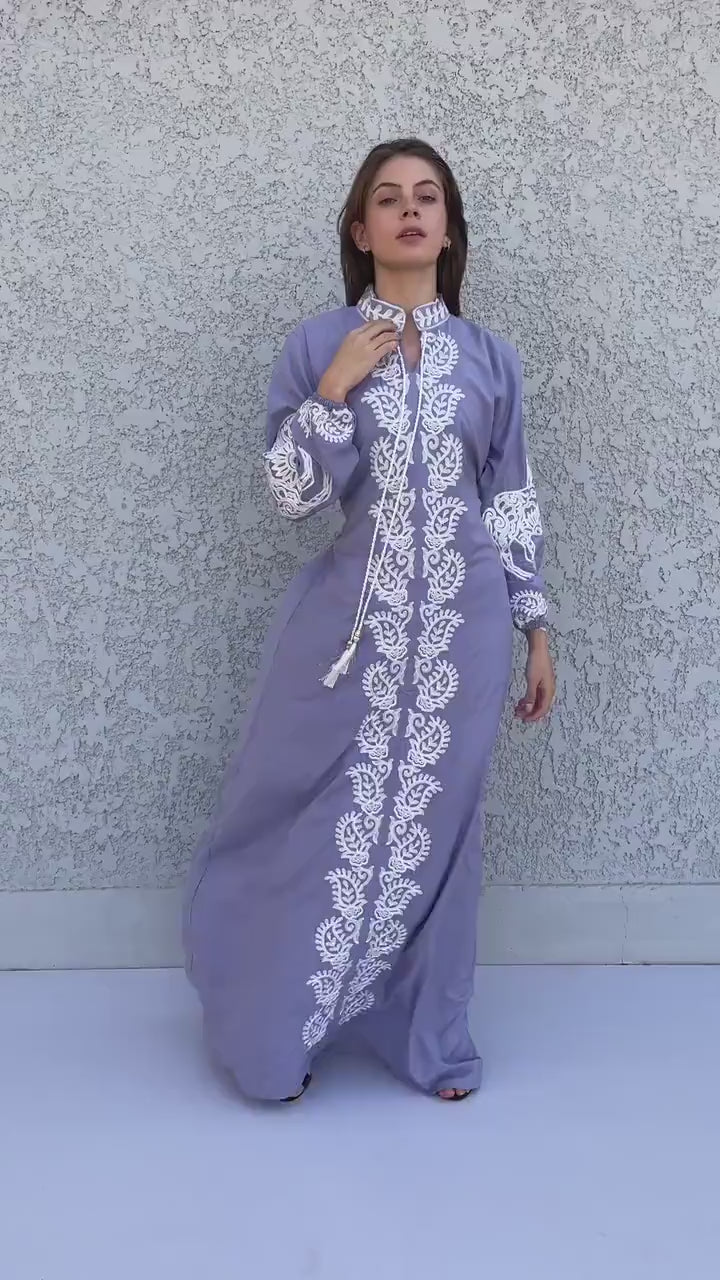 Stunning Black Cotton caftans for women, embroidered long sleeve Kaftan, Caftan maxi dress, Caftans for women, cotton caftan, caftans