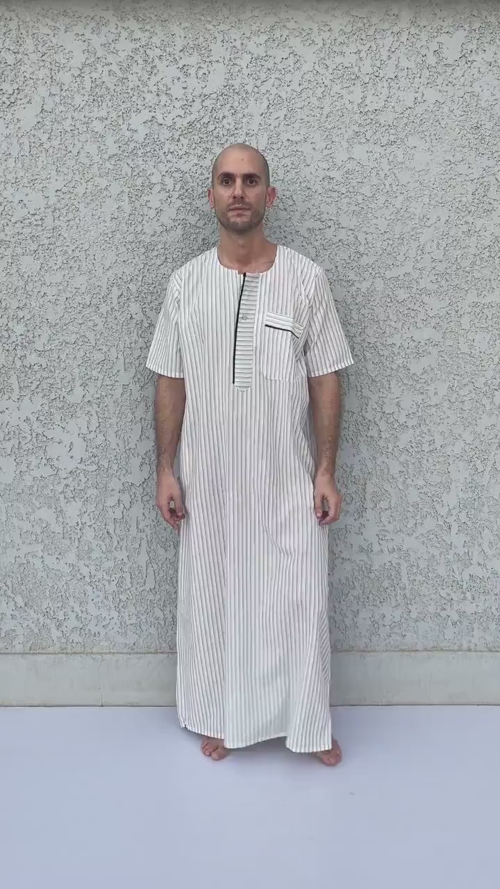 Men's Summer Kaftan, Short sleeve Men's kaftan, Cotton men caftan, caftans for men,  men clothing, gift for men, husband gift, gift for him