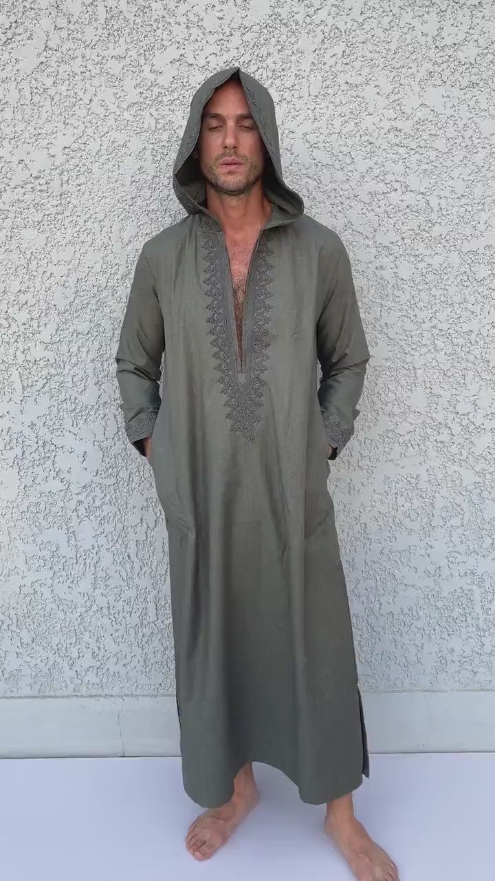 Brown Cotton Mens Kaftan, Luxurious Cotton Men's caftan, Men's kaftan,  caftans for men, men clothing, gift for men, husband, gift for him