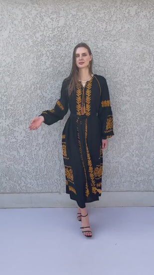 Chic Midi White cotton tunic kaftan dress, embroidered tunic dress, caftans for women, Egyptian cotton. Summer caftan, party, festival kafta