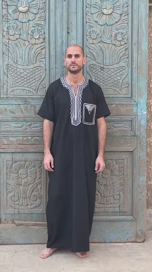 White embroidered cotton mens caftan, caftan, Cotton men caftan, caftans for men,  men clothing, gift for men, husband gift, gift for him