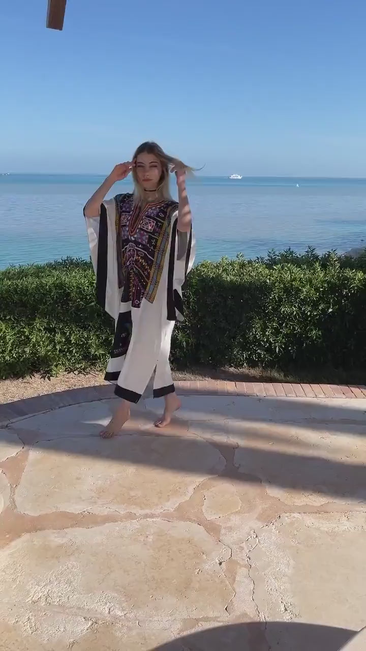 Vintage Bedouin Kaftan hand embroidered dress, Gypsy maxi dress, Loose fit butterfly style dress, Egyptian cotton. Free size