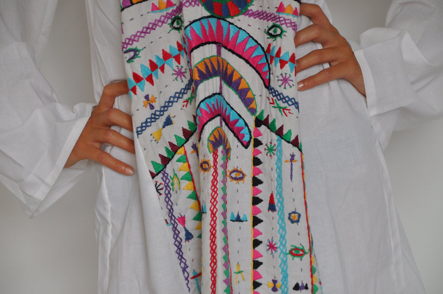 Vintage Bedouin Tunic hand embroidered dress, Boho dress, Egyptian cotton. Summer, beach, resorts, colorful, eccentric dress, siwa cotton