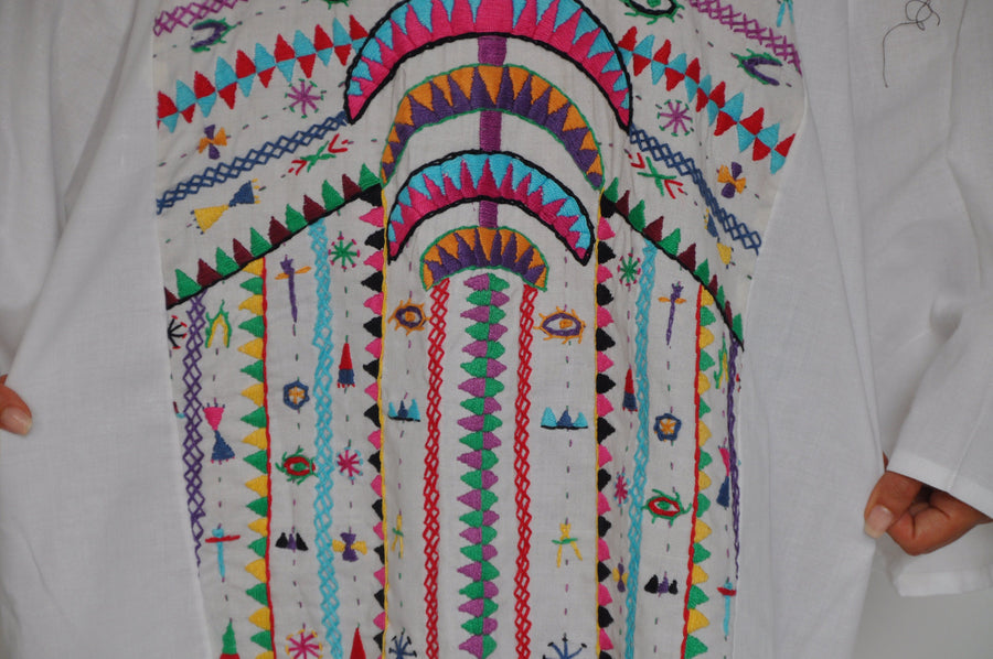 Vintage Bedouin Tunic hand embroidered dress, Boho dress, Egyptian cotton. Summer, beach, resorts, colorful, eccentric dress, siwa cotton