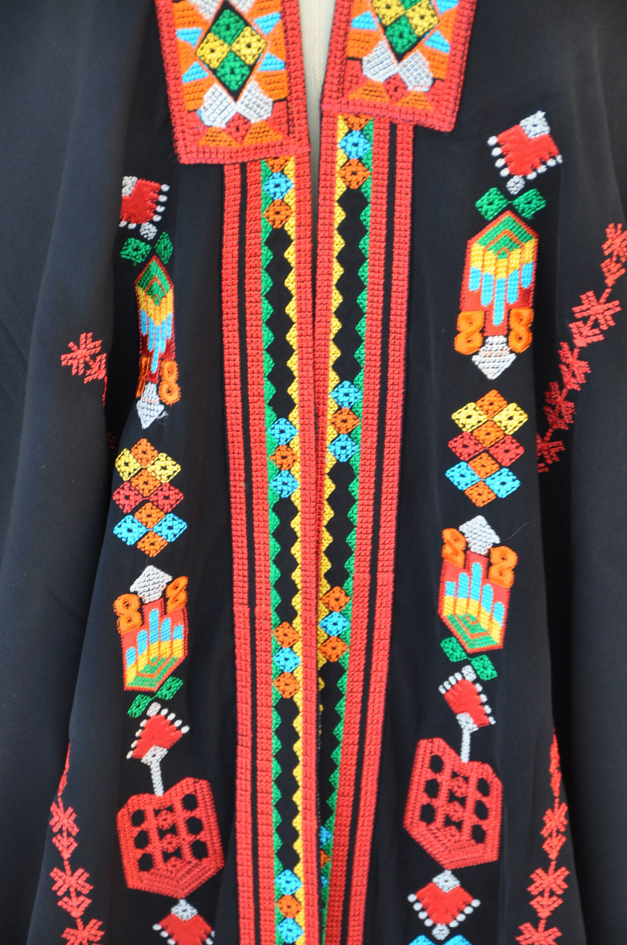 Bohemian Embroidered Velvet Abaya / Kimono, Vibrant quality Colorful embroidery, Winter Kimono, Bohemian Kimono, Velvet Kimono, kimonos
