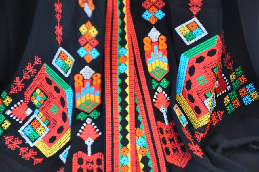 Bohemian Embroidered Velvet Abaya / Kimono, Vibrant quality Colorful embroidery, Winter Kimono, Bohemian Kimono, Velvet Kimono, kimonos