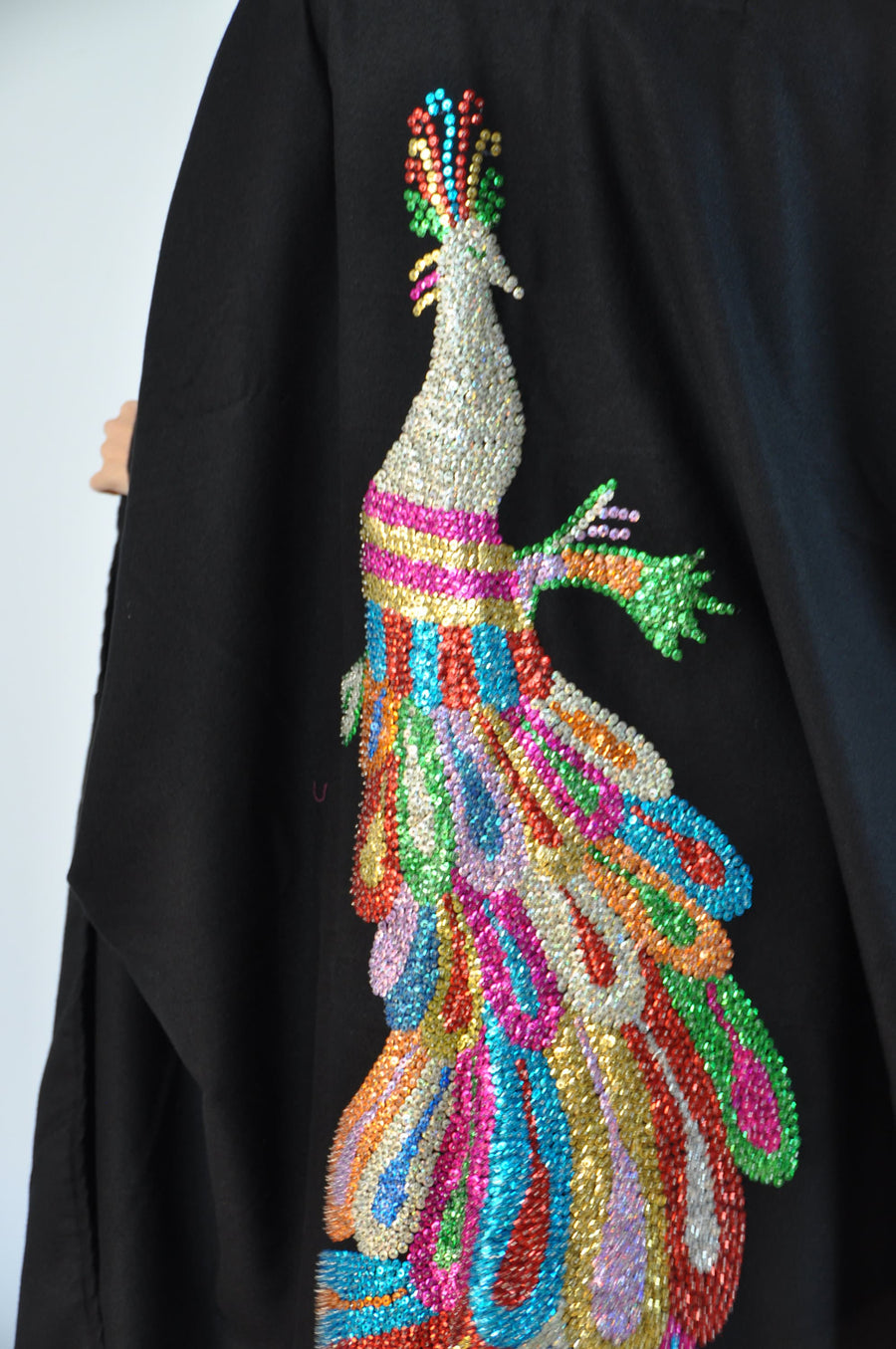 Women abaya, Peacock Abaya, Winter Hand embroidered abaya, Arabic abaya, Kimono jacket, Wool abaya, Elegant Abayas