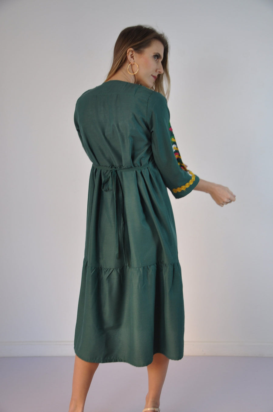 Short Tunic, Long sleeve embroidered kaftan dress, Boho embroidery tunic dress, Egyptian cotton. Autumn, beach, resorts, Gypsy dress.
