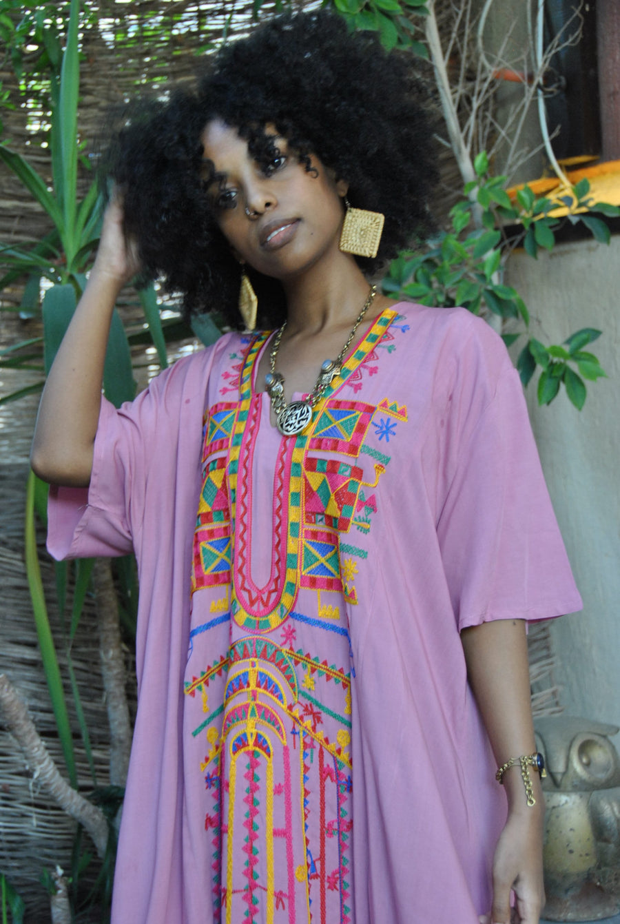 Siwa Multicolor embroidered Kaftan dress, Cotton Kaftan, caftans for women, Summer Kaftan, Embroidered kaftan, caftans, Egyptian