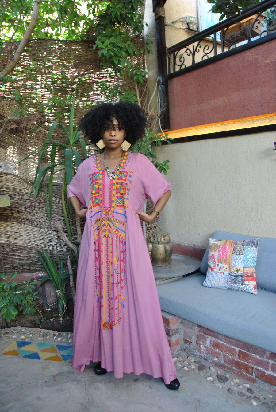 Siwa Multicolor embroidered Kaftan dress, Cotton Kaftan, caftans for women, Summer Kaftan, Embroidered kaftan, caftans, Egyptian