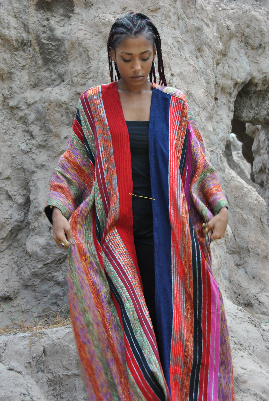 Bedouin luxe multicolor hand loomed wool Kimono, Winter Wool Kimono, Winter kimono, Bohemian Kimono, Colorful Kimono, Kimonos for women
