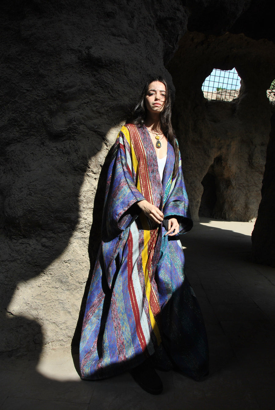 One of a kind chic hand loomed Wool Kimono, Winter Wool Kimono, Colorful Kimono, Bohemian Winter Kimono, Colorful Abaya, Handmade Abaya