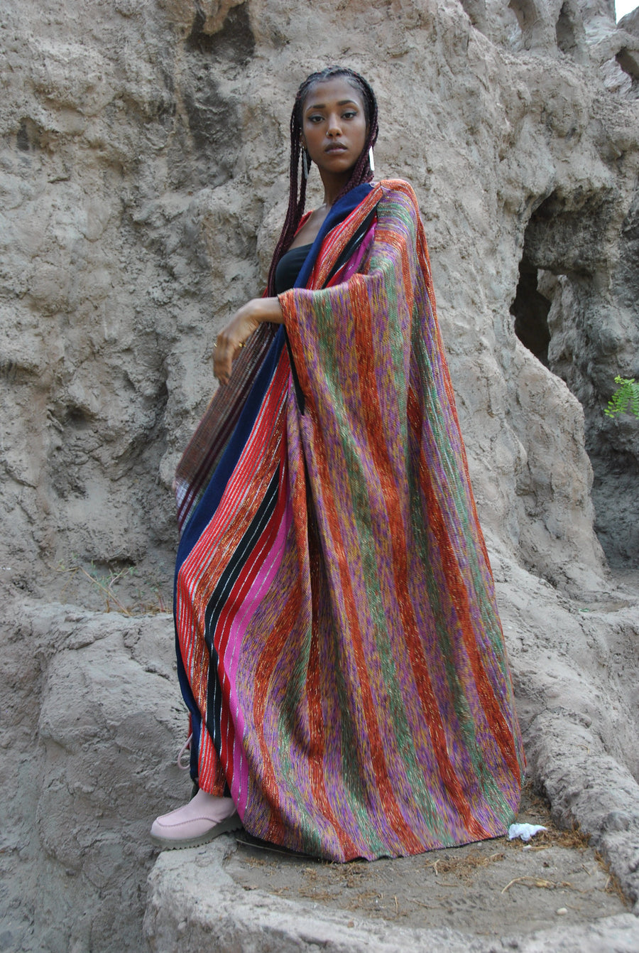 Bedouin luxe multicolor hand loomed wool Kimono, Winter Wool Kimono, Winter kimono, Bohemian Kimono, Colorful Kimono, Kimonos for women