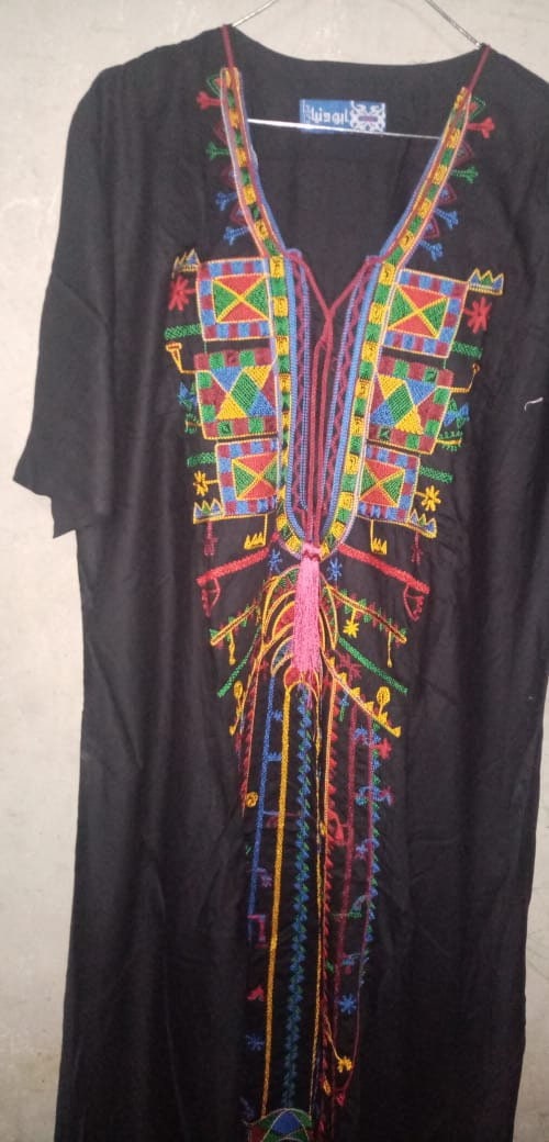 Siwa Black Multicolor embroidered Kaftan dress, Cotton Kaftan, caftans for women, Summer Kaftan, Embroidered kaftan, caftans, Egyptian