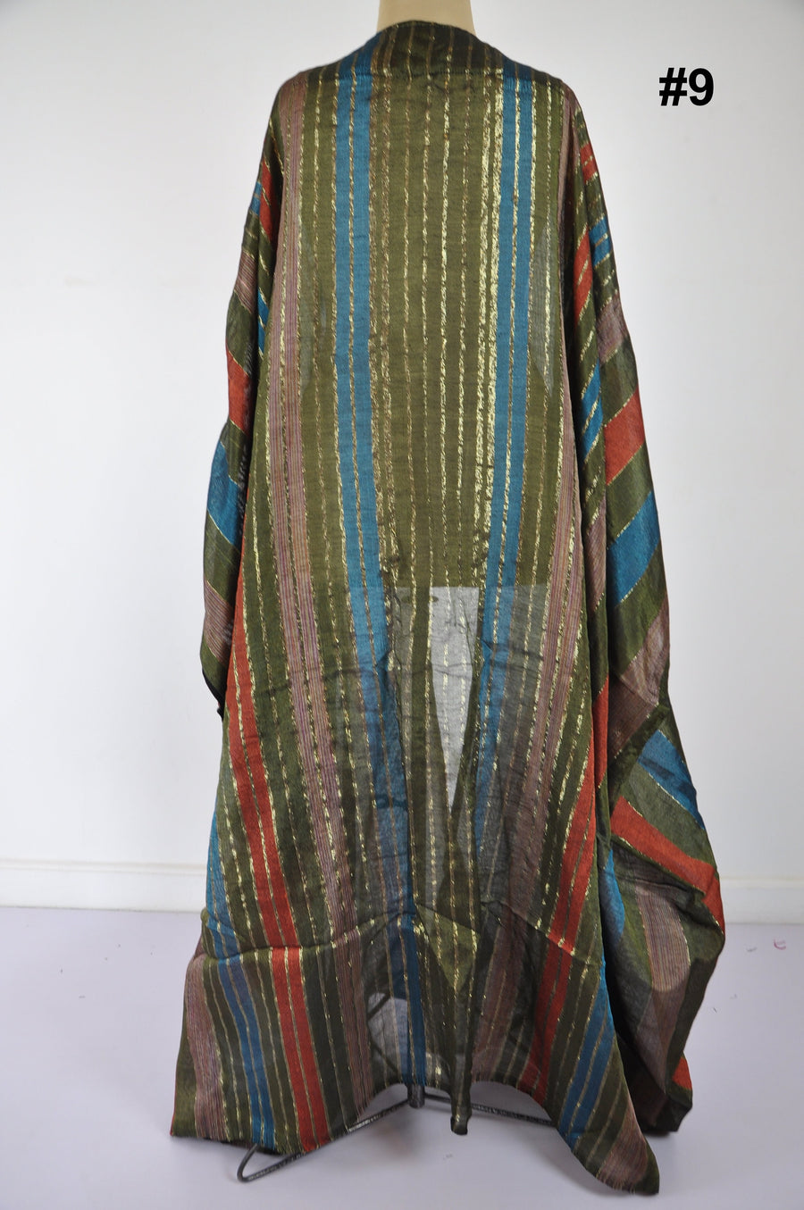 Stunning colorful hand loomed Silk Abaya with gold threads, Summer silk Abaya, Silk Abaya, Colorful Abaya, Handmade Abaya, women abaya